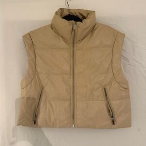 Zara Beige Sleeveless Puffer Vest